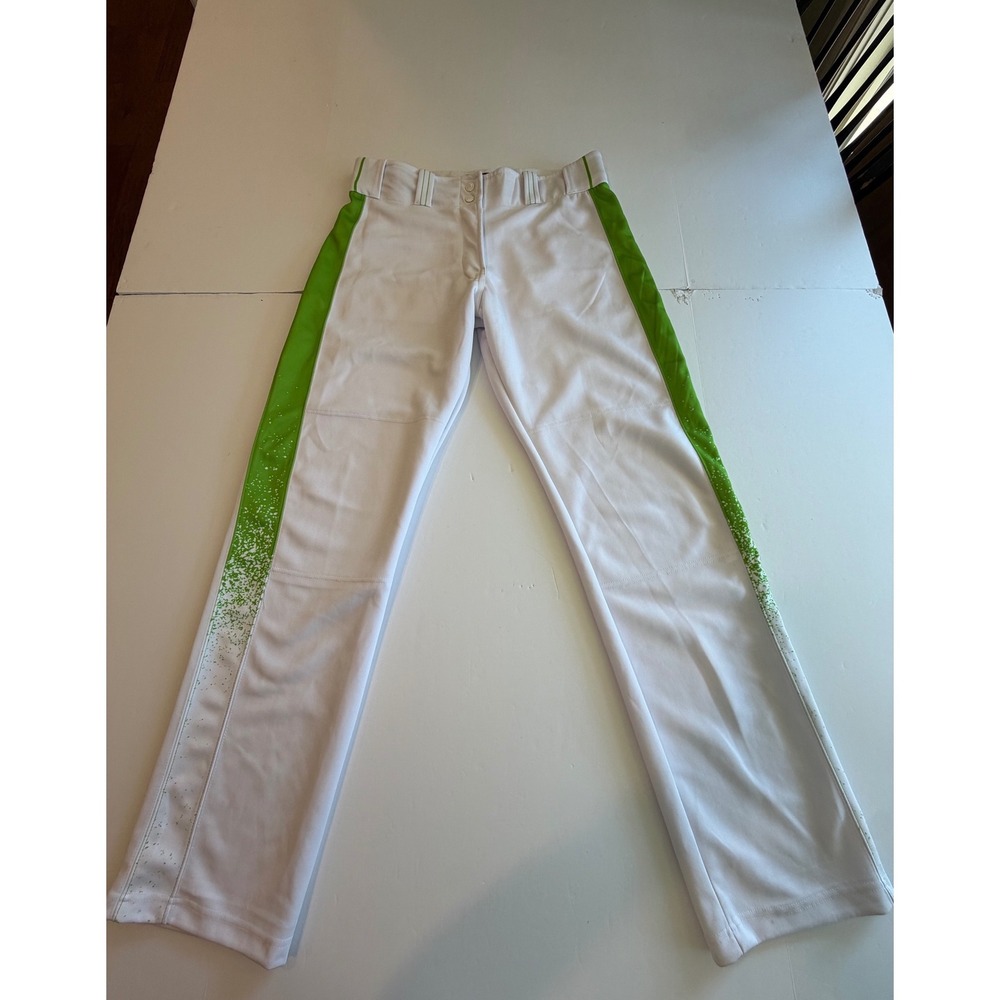 Berseah Athletics Womens Softball Pants White Lime Green Stripe Size 34x33